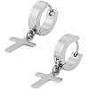 2Pcs 304 Stainless Steel Cross Hoop Earrings for Women EJEW-LP0001-12P-1
