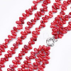Sea Bamboo Coral(Imitation Coral) Beaded Multi-strand Necklaces NJEW-S414-53-2