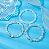 3Pcs 3 Style Glass Round Beaded Stretch Bracelets Set BJEW-JB09736-2