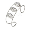Non-Tarnish 304 Stainless Steel Wide Hollow Textured Horse Eye Opaen Cuff Bangles BJEW-Q348-06P-02-1