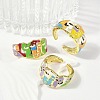 Mask Brass Enamel Cuff Rings RJEW-L113-039G-3