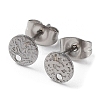 Non-Tarnish 201 Stainless Steel Flat Round Stud Earring Findings STAS-K259-18A-P-1
