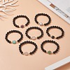 7Pcs 7 Sytle Natural Mixed Gemstone Square & Round Beaded Stretch Bracelets Set for Women BJEW-JB09939-2