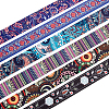 SUPERFINDINGS 12 Yards 6 Patterns Ethnic Style Double-Sided Polyester Ribbon OCOR-FH0001-16-1