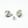 Flat Round Platinum Plated Brass Rhinestone Stud Earring Findings X-MAK-M024-02-3