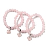 8.5mm Round Natural Rose Quartz Beaded Stretch Bracelets BJEW-C074-01L-1