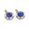 Trendy Original Color 304 Stainless Steel Faceted Grade A Rhinestone Flat Round Charms Pendants RB-N030-01H-1
