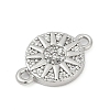 Brass Micro Pave Clear Cubic Zirconia Sun Connector Charms KK-P302-12P-2