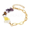 Nature Amethyst & Quartz Crystal & Yellow Quartz & Tiger Eye Chip Link Bracelets LS-BJEW-V003-02G-2