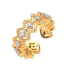 Brass Micro Pave Cubic Zirconia Cuff Rings for Women RJEW-F185-03G-2