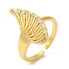 Fan Brass Micro Pave Clear Cubic Zirconia Open Cuff Rings RJEW-U008-26G-1