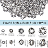 500Pcs 5 Styles Tibetan Style Alloy Daisy Spacer Beads FIND-SP0002-22A-2