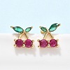 Brass Cubic Zirconia Stud Earrings LS-EJEW-Q017-02G-1
