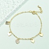 Brass Micro Pave Clear Cubic Zirconia Charm Bracelets for Women BJEW-C083-07G-2