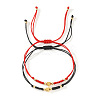 2Pcs  2 Colors 304 Stainless Steel Heart Bead Braided Bead Bracelet ZD8113-1-3