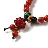 6mm Round Cinnabar Mala Stretch Bracelets BJEW-B080-28A-04-2