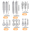 6 Pairs 6 Style Alloy Rhinestone Teardrop Dangle Clip-on Earrings EJEW-FI0002-91-2