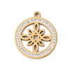 Preserved Fresh Flower 304 Stainless Steel Rhinestone Pendants STAS-S139-01G-09-1