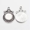 Tibetan Style Zinc Alloy Flat Round Pendant Cabochons Settings TIBEP-R334-252AS-RS-2