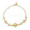 Brass Micro Pave Cubic Zirconia Link Bracelets BJEW-H639-06G-4