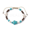Starfish & Tortoise Synthetic Turquoise Braided Bead Bracelet BJEW-JB09967-02-1