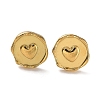 Ion Plating(IP) 304 Stainless Steel Flat Round with Heart Ear Studs for Women EJEW-P234-16G-1
