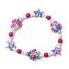 Starfish & Turtle Synthetic Turquoise Dyed Beads Stretch Bracelets for Women BJEW-JB11920-04-2