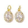 Brass Micro Pave Clear Cubic Zirconia Charms KK-K360-17G-1