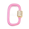 Oval Brass Micro Pave Clear Cubic Zirconia Screw Carabiner Clasps KK-B167-01B-02G-1