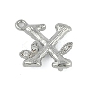 Brass Crystal Rhinestone Letter Links Connector Charms KK-S395-06P-X-1