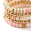 5Pcs 5 Style Synthetic Hematite & Polymer Clay Heishi Beads Stretch Bracelets Set BJEW-JB07533-04-4