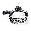 Word Paradise Polycotton(Polyester Cotton) Braided Bracelet with Tassel Charm LS-BJEW-F429-09-1