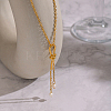 Minimalist Stainless Steel and Water Drop Natural Freshwater Pearl Knot Tassel Pendant Necklaces for Women DX0351-1-4