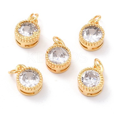 Real 18K Gold Plated Brass Inlaid Cubic Zirconia Charms ZIRC-L100-081G-05-1