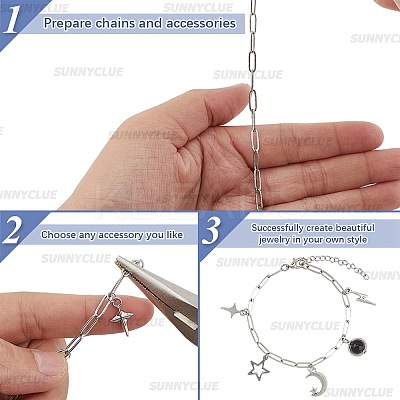 304 Stainless Steel Paperclip Chains Necklaces & Bracelet Jewelry Sets SJEW-SC0001-07P-1