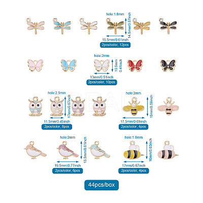 44Pcs 22 Style Alloy Enamel Charms ENAM-CW0001-09-1