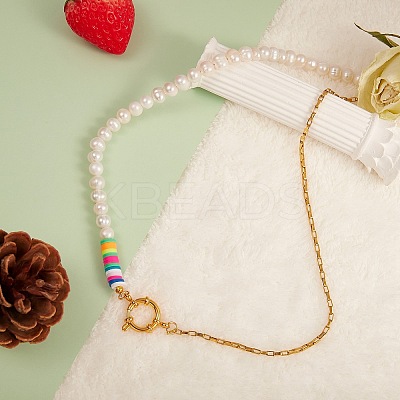 Vintage Natural Pearl Beaded Necklace for Girl Women NJEW-SW00002-03-1