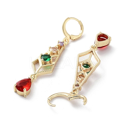 Teardrop Rack Plating Golden Brass Dangle Leverback Earrings EJEW-A030-06G-02-1