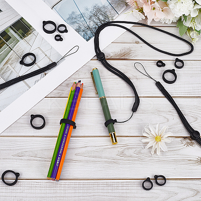 36Pcs 3 Style Silicone Rings with 6Pcs Polyester Necklace Lanyard Anti-Loss Pendant Holder DIY-GF0008-05-1