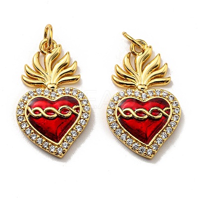 Rack Plating Brass Grade AAA Cubic Zirconia Pendants KK-D026-32G-1