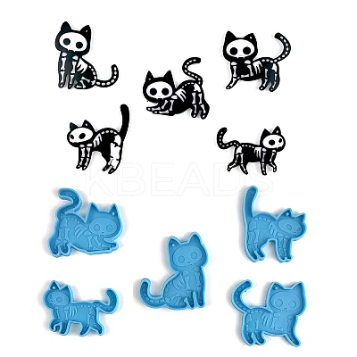 Skull Cat Shaped Pendant Silicone Molds DIY-L067-J01-1
