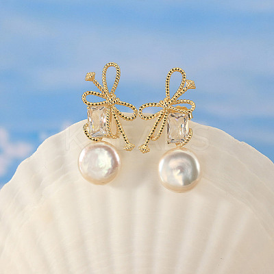 925 Sterling Silver Bowknot Stud Earrings EJEW-Z041-03G-1