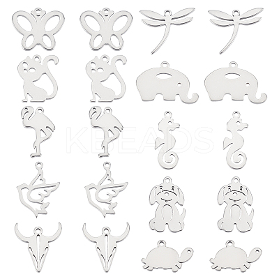 100Pcs 10 Style 304 Stainless Steel Pendants STAS-DC0009-72-1