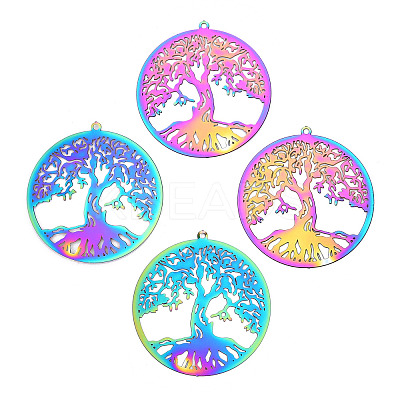 201 Stainless Steel Filigree Pendants STAS-TAC0018-04-1