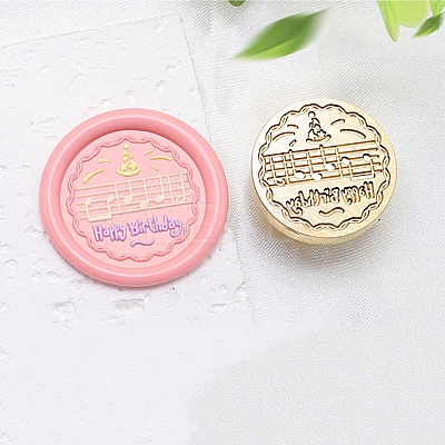 Golden Tone Wax Seal Brass Stamp Heads AJEW-U008-02G-18-1