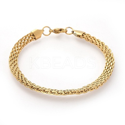 304 Stainless Steel Mesh Chain Bracelets BJEW-G618-06G-1