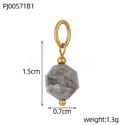 Natural Rose Quartz & Quartz Crystal & Picture Jasper Faceted Bicone Charms G-OY009-87G-1