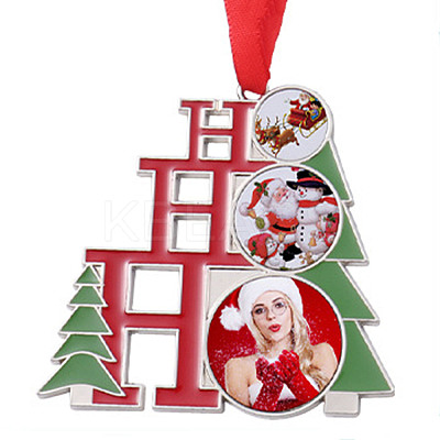 Christmas Themed Sublimation Blank Alloy Pendant Decorations DIY-L070-01B-1