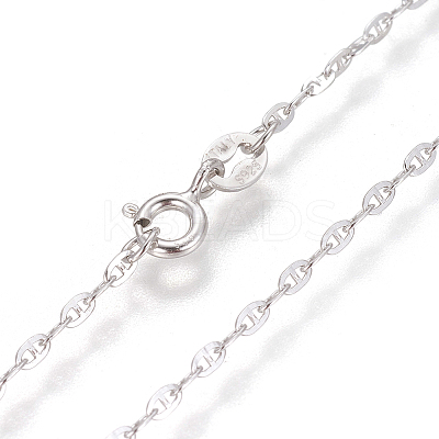 Anti-Tarnish Rhodium Plated 925 Sterling Silver Mariner Link Chain Necklaces STER-L059-10P-1