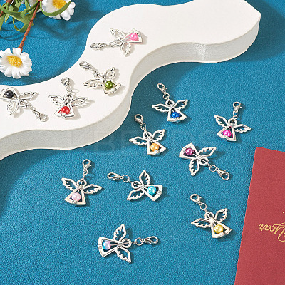 36Pcs 12 Colors Alloy Angel Pendant Decorations FIND-TA0001-92-1